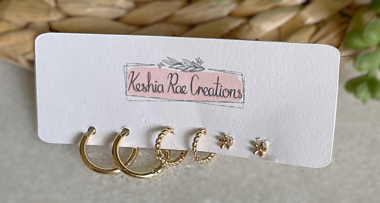 Minimalist hoops with flower stud