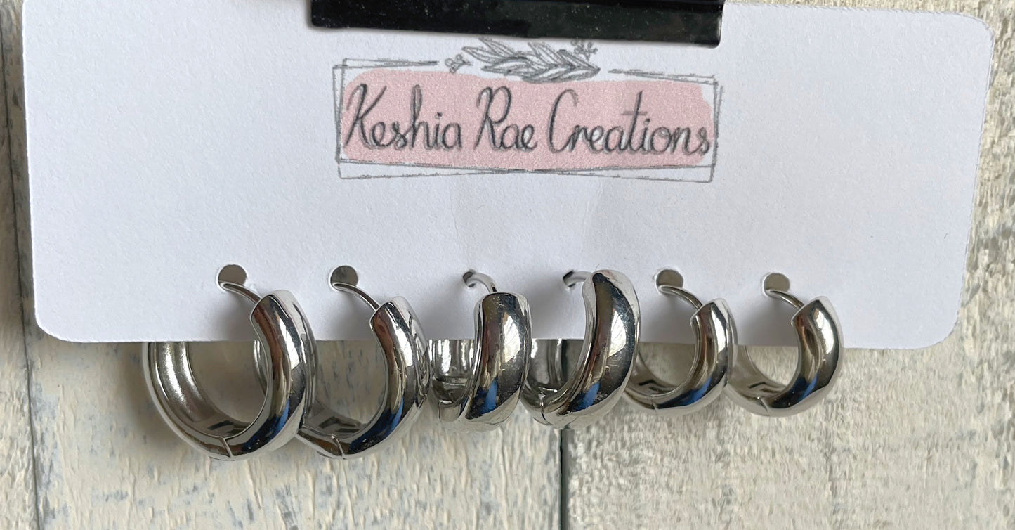Silver chunky hoop pack