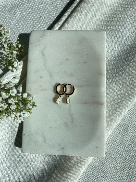 Dainty Opal Huggie hoop