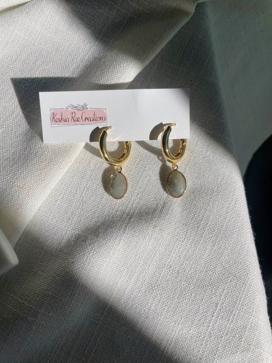 Labradorite Gemstone Hoops